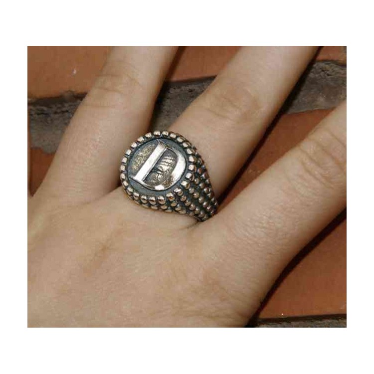 NSA|NALBORI Ring Silver 925 chevalier shield adjustable letter P