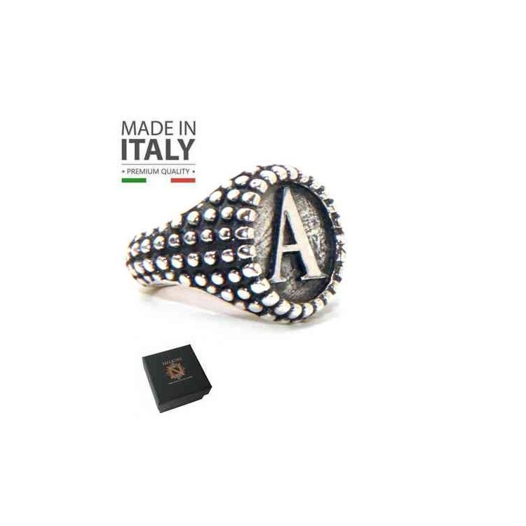 NSA|NALBORI Ring Silver 925 chevalier shield adjustable letter A pointed