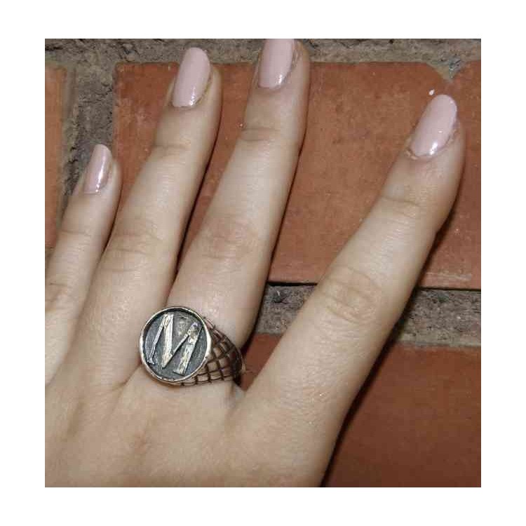 NSA|NALBORI Ring Silver 925 chevalier shield adjustable letter M