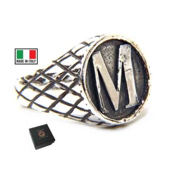 NSA|NALBORI Ring Silver 925 chevalier shield adjustable letter M