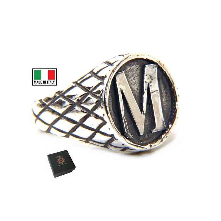 NSA|NALBORI Ring Silver 925 chevalier shield adjustable letter M