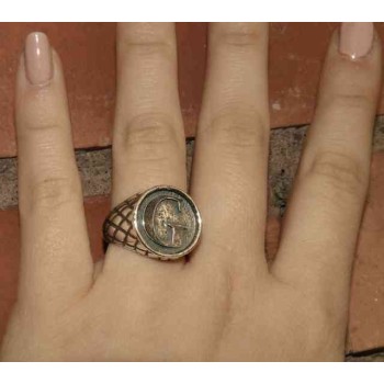 NSA|NALBORI Anello Argento 925 rigato chevalier regolabile lettera G