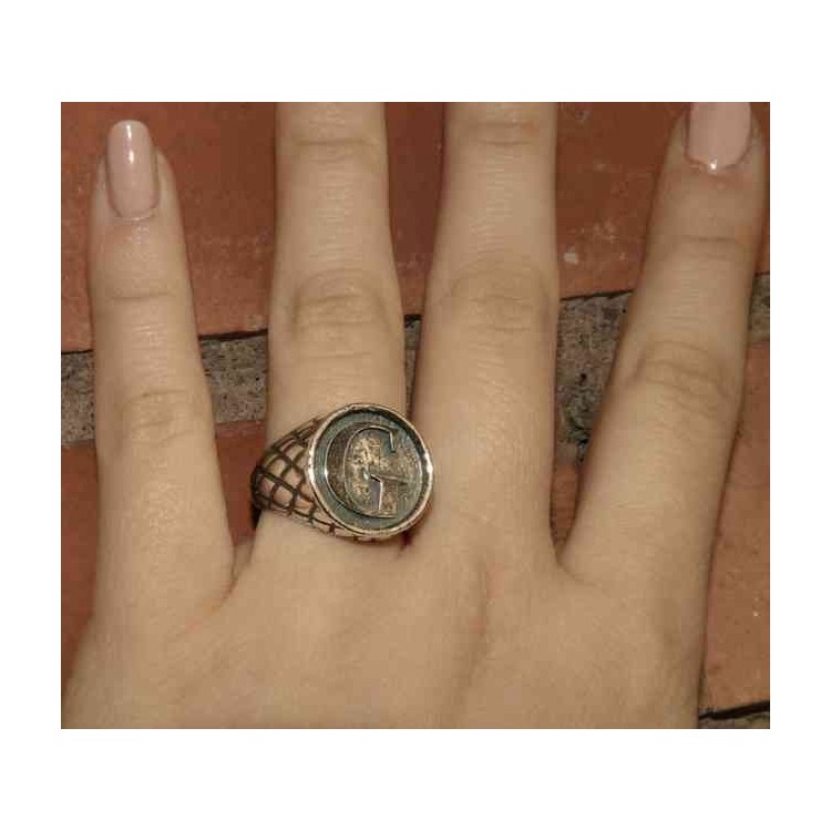 NSA|NALBORI Ring Silver 925 chevalier shield adjustable letter G