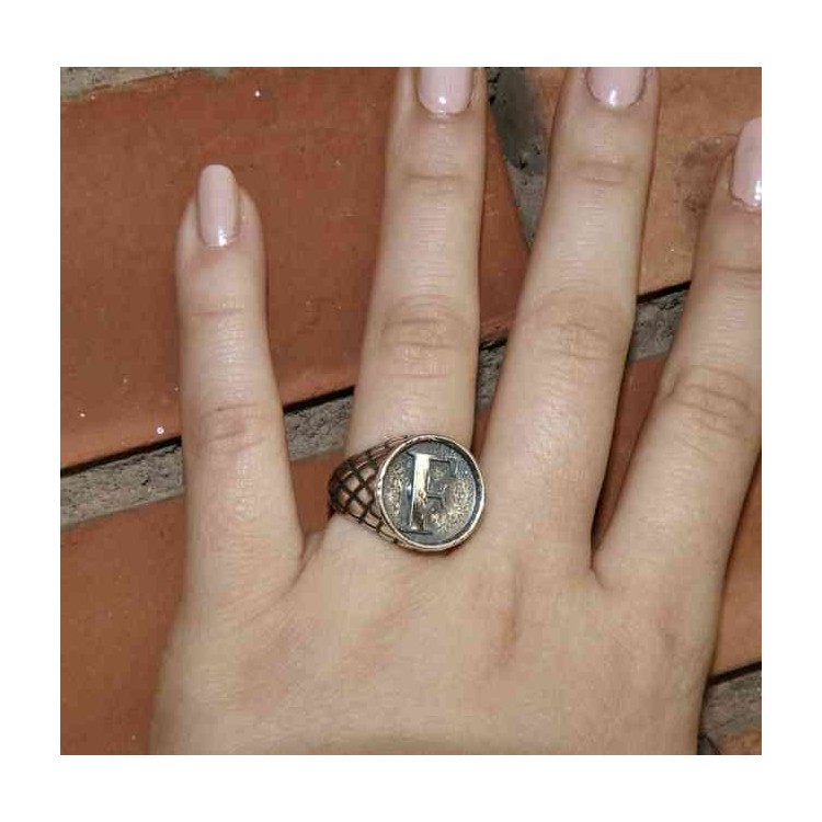 NSA|NALBORI Ring Silver 925 chevalier shield adjustable letter F