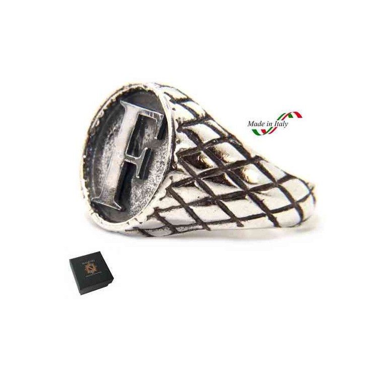 NSA|NALBORI Ring Silver 925 chevalier shield adjustable letter F