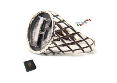 NSA|NALBORI Ring Silver 925 chevalier shield adjustable letter F