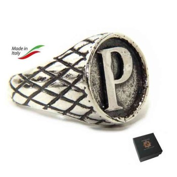 NSA|NALBORI Ring Silver 925 chevalier shield adjustable letter P