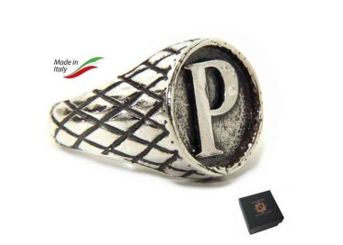 NSA|NALBORI Ring Silver 925 chevalier shield adjustable letter P