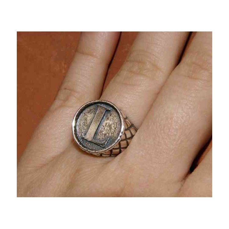 NSA|NALBORI Ring Silver 925 chevalier shield adjustable letter L
