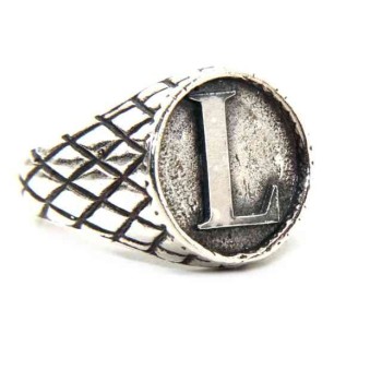 NSA|NALBORI Ring Silver 925 chevalier shield adjustable letter L