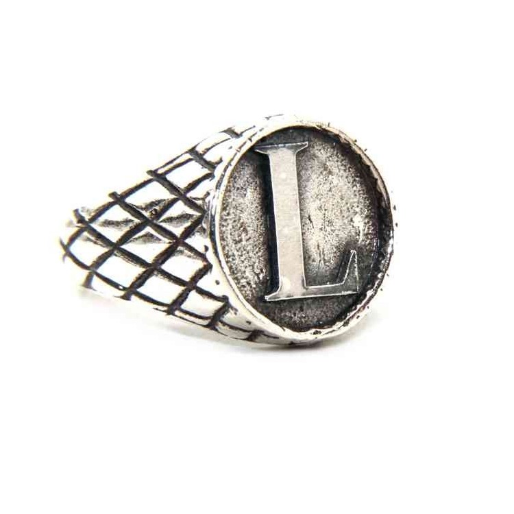 NSA|NALBORI Ring Silver 925 chevalier shield adjustable letter L