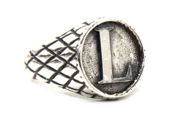 NSA|NALBORI Ring Silver 925 chevalier shield adjustable letter L