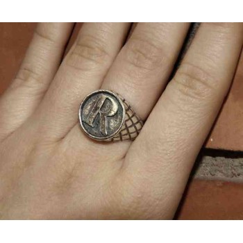 NSA|NALBORI Ring Silver 925 chevalier shield adjustable letter R