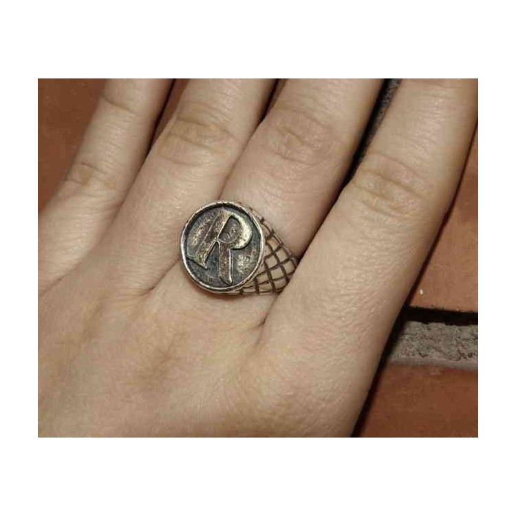 NSA|NALBORI Ring Silver 925 chevalier shield adjustable letter R