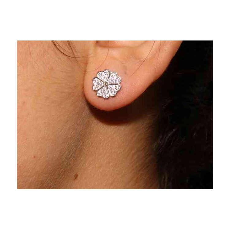 NSA|NALBORI 925 silver four-leaf clover and zircon earrings