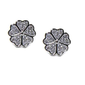 NSA|NALBORI 925 silver four-leaf clover and zircon earrings