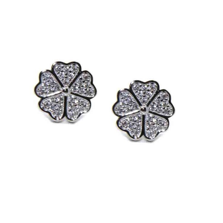 NSA|NALBORI 925 silver four-leaf clover and zircon earrings