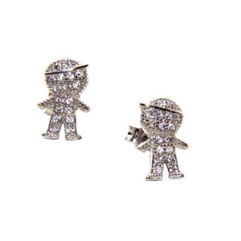 NSA|NALBORI 925 silver child earrings with cubic zirconia cap