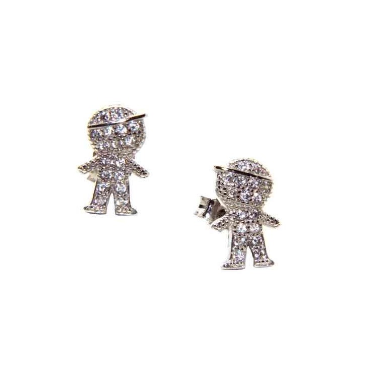 NSA|NALBORI 925 silver child earrings with cubic zirconia cap