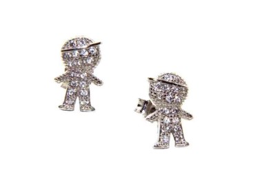 NSA|NALBORI 925 silver child earrings with cubic zirconia cap