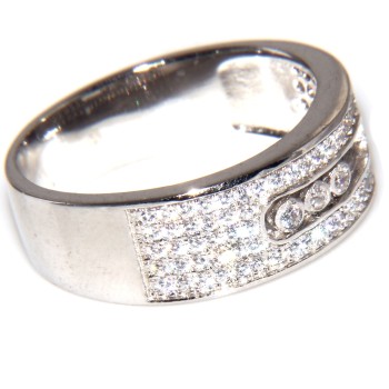 NSA|925 silver wedding band with 5 rows of brilliant microsetting zircons and binary ring