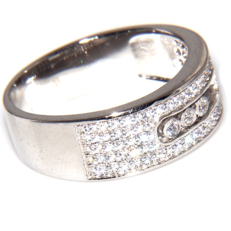 NSA|fede argento 925 fascia con 5 file zirconi microsetting brillante e binario anello