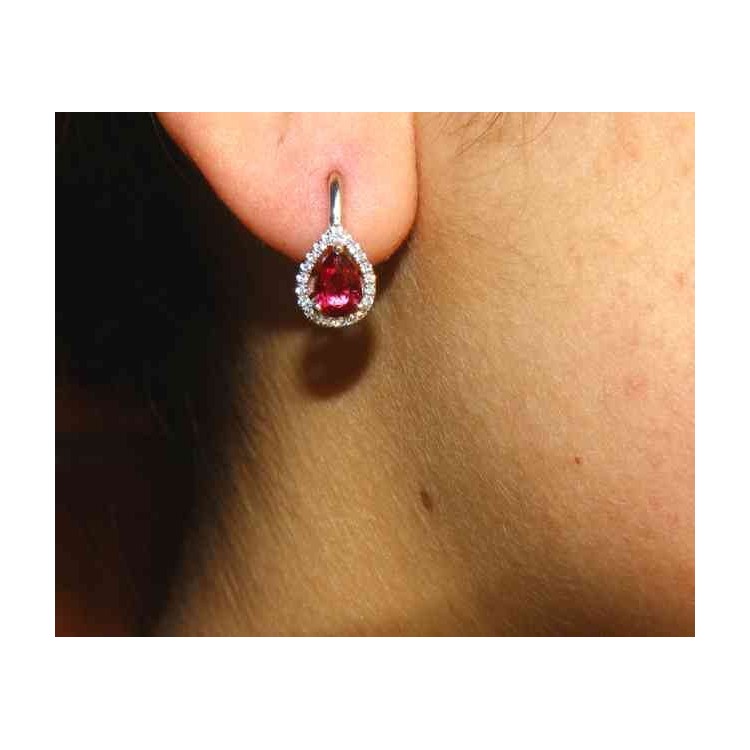 NSA|NALBORI Nun earrings in 925 silver ruby red drop