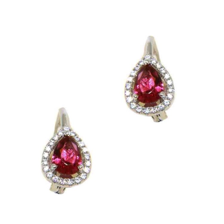 NSA|NALBORI Nun earrings in 925 silver ruby red drop