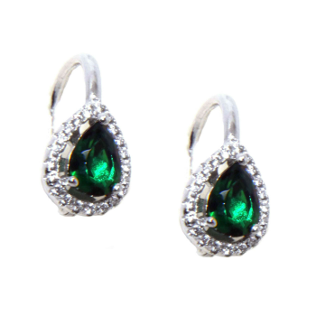 NSA|NALBORI Orecchini a monachella in argento 925 goccia verde emerald