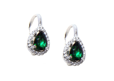 NSA|NALBORI Nun earrings in 925 silver emerald green drop