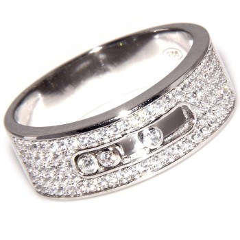 NSA|925 silver wedding band with 5 rows of brilliant microsetting zircons and binary ring