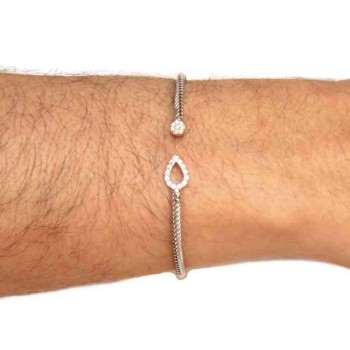 NSA|NALBORI Cable open rigid bracelet with zircon drop