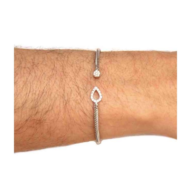 NSA|NALBORI Cable open rigid bracelet with zircon drop