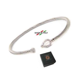 NSA|NALBORI Cable open rigid bracelet with zircon drop