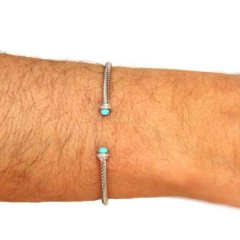 NSA|NALBORI Cable open rigid bracelet with turquoise