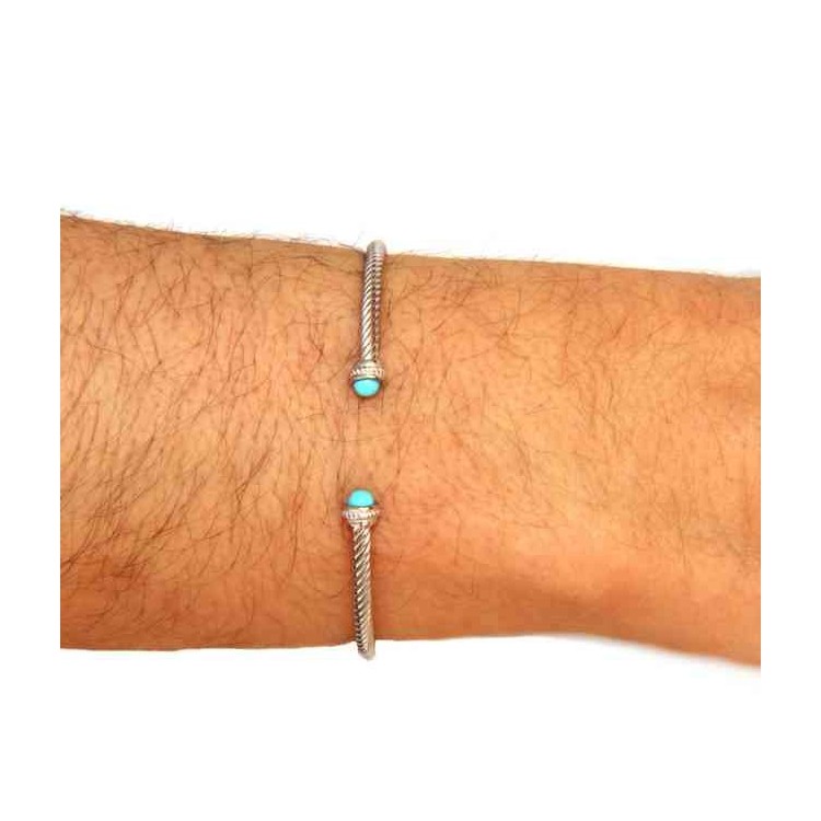 NSA|NALBORI Cable open rigid bracelet with turquoise