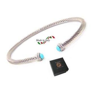 NSA|NALBORI Cable open rigid bracelet with turquoise