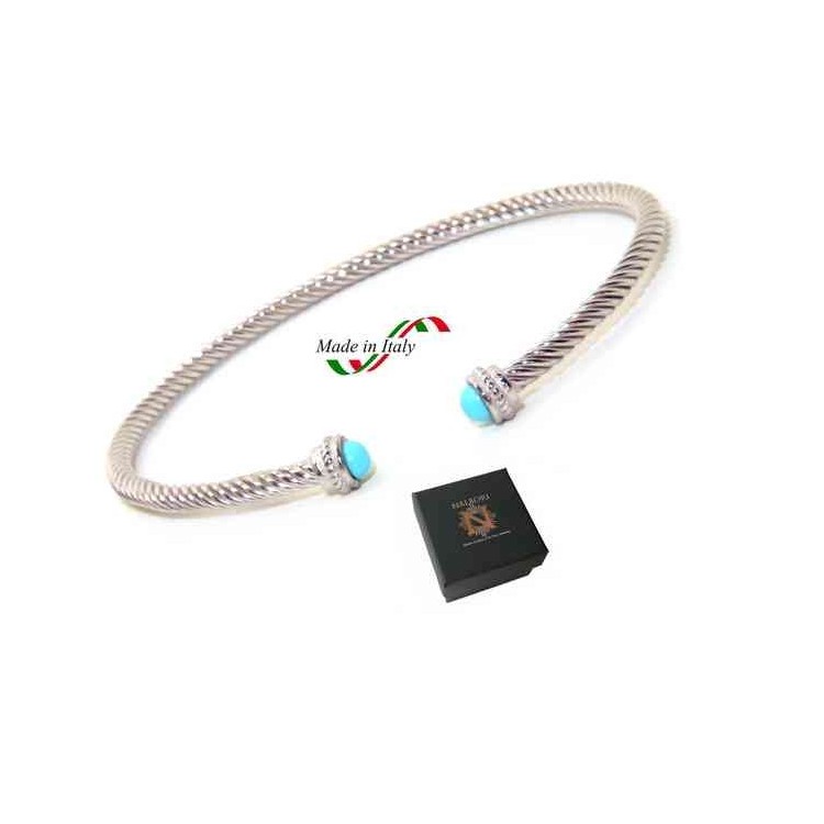 NSA|NALBORI Cable open rigid bracelet with turquoise