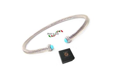 NSA|NALBORI Cable open rigid bracelet with turquoise