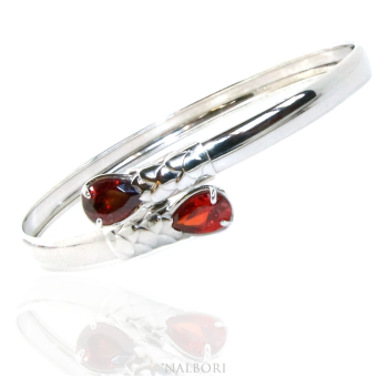 NSA|Argento 925 Cable bracciale cavetto rigido aperto con zircone rubin rosso marca NALBORI®