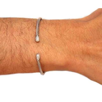 NSA|NALBORI cable 925 silver bracelet open wire rigid zircon slave stones