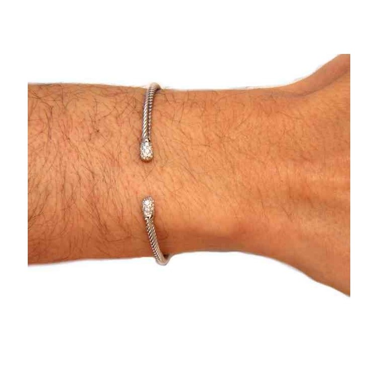 NSA|NALBORI cable 925 silver bracelet open wire rigid zircon slave stones