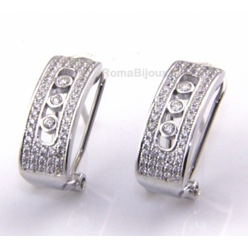 NSA|925 sterling silver earrings with omega binary central locking with 3 zircons from 1 mm