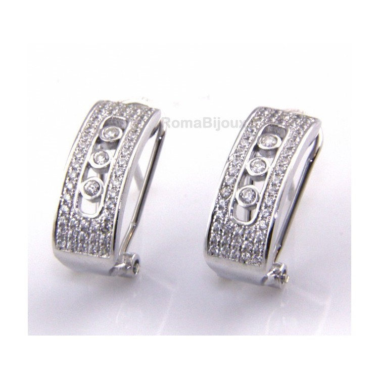 NSA|925 sterling silver earrings with omega binary central locking with 3 zircons from 1 mm