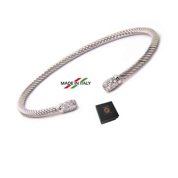 NSA|NALBORI cable 925 silver bracelet open wire rigid zircon slave stones