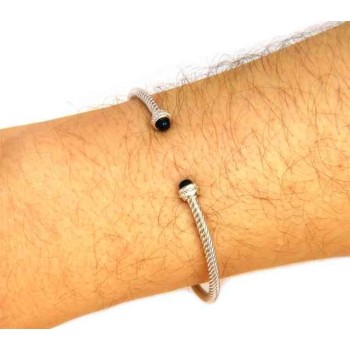 NSA|NALBORI Cable open rigid bracelet with onyx