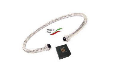 NSA|NALBORI Cable open rigid bracelet with onyx