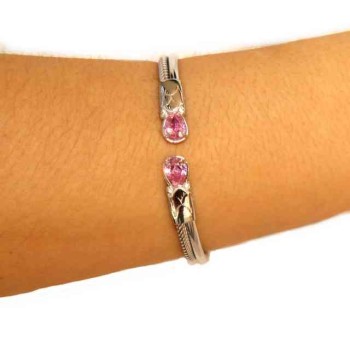 NSA|NALBORI Cable rigid cable bracelet open with rose zircon