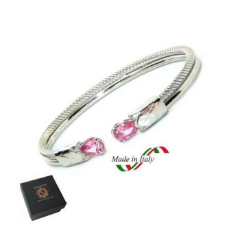 NSA|NALBORI Cable rigid cable bracelet open with rose zircon