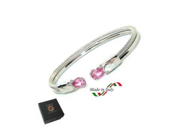 NSA|NALBORI Cable rigid cable bracelet open with rose zircon